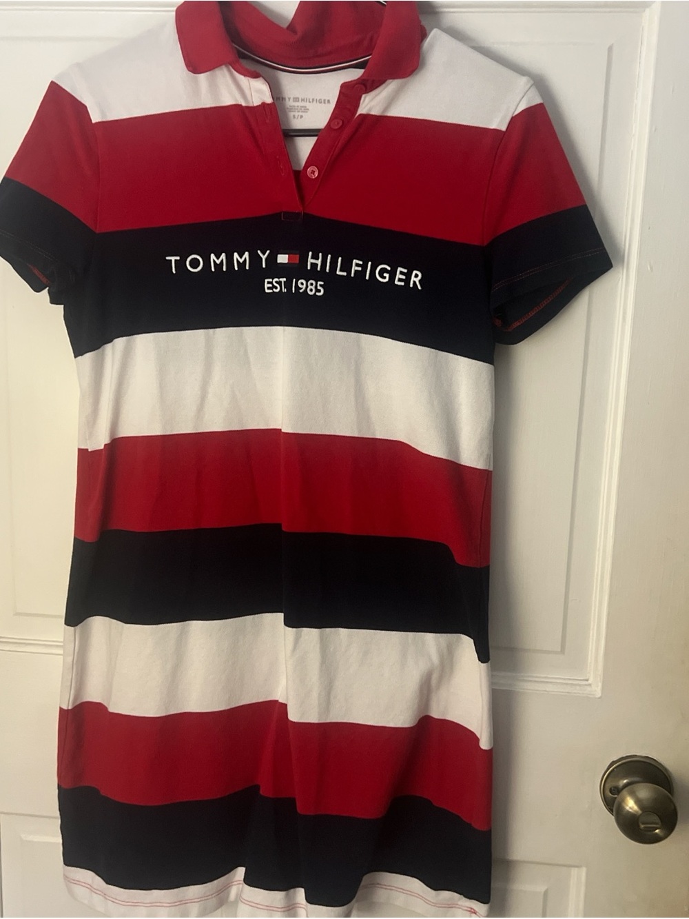 Tommy Hilfiger Red Navy White Striped Polo Shirt Dress